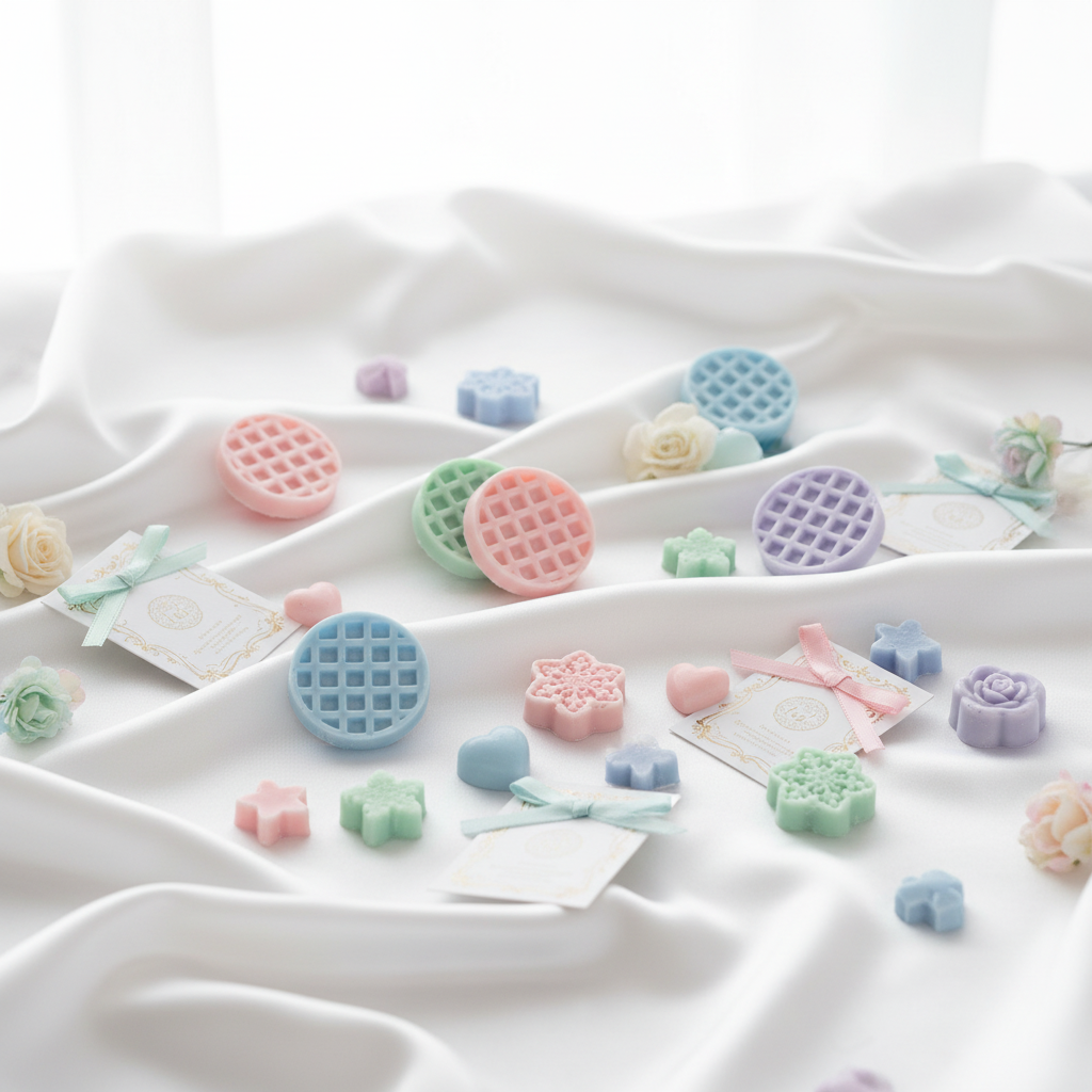 Assortiment de fondants parfumés sur soie blanche MTJ Bougie