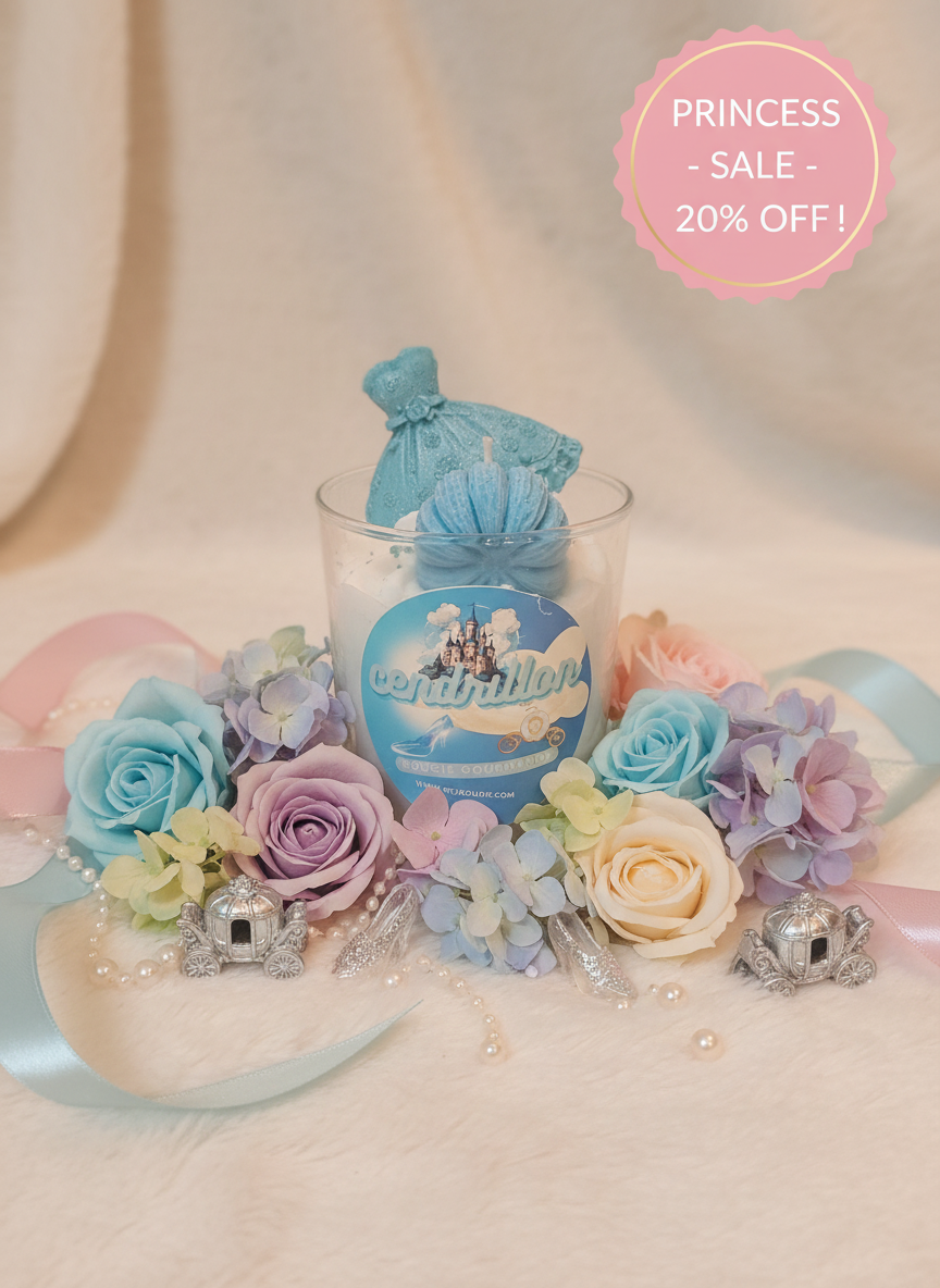 Bougie Cendrillon avec éléments décoratifs