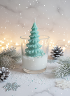 Bougie sapin turquoise - vue de face