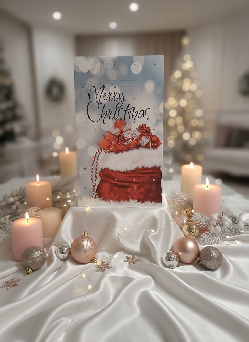Calendrier de l'Avent Sac du Père Noël - Soie Blanche